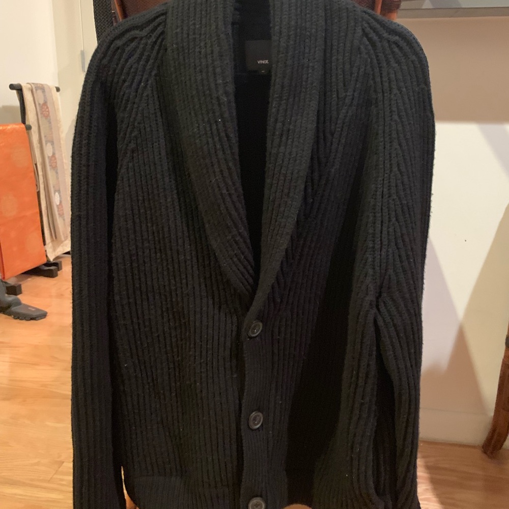 Vince Men’s Black Wool Cardigan XXL